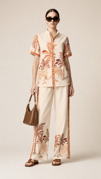 Ivory & Terracotta | Printed Muslin Co-ord Set