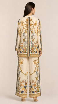 Ivory Baroque | Placement-Print Turkish Co-ord Set