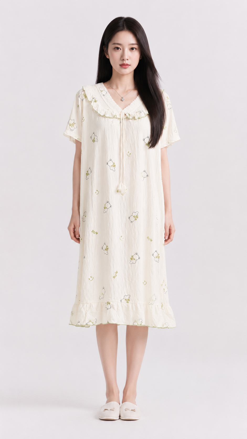 Olive Hug | Olive Teddy Printed Nightgown