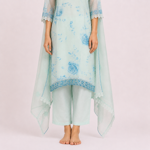 Mint Green Bemberg Silk Salwar Kameez Set