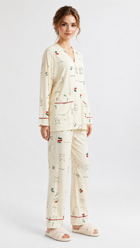 Cherry Hop | Cherry & Rabbit Printed Pyjama Set