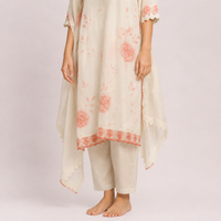 Peach Floral Bemberg Silk Salwar Kameez Set