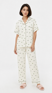 Green Crush | Green Heart Printed 2 Piece Pyjama Set