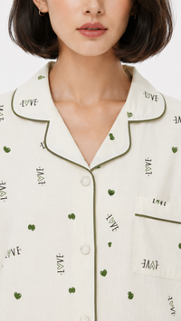 Green Crush | Green Heart Printed 2 Piece Pyjama Set