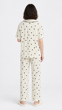 Midnight Crush | Black Heart Printed 2 Piece Pyjama Set